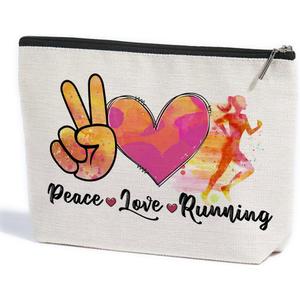 Running Gifts Women Running Makeup Bag Graduation Mothers Day Birthday Cross Country Running Gifts Runner Gifts for Women Female Sports Gym Lover Coach Marathon Lovers Daughter Sister Cosmetic Bag