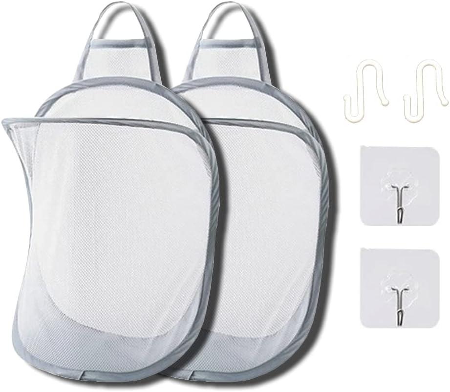 Mesh Collapsible Small Wall Laundry Baskets Hanging Laundry Hamper for Hotel, University Dormitory Use by HHSSALIN (2, CLASSIC)