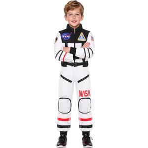Gomukot Direct Kids Astronaut Costume NASA Space Jumpsuit for Halloween Boys Girls Pretend Role Play Dress Up (10-12 Years)