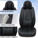 Coverado Universal Seat Covers Front, 2-Pack Universal Seat Covers for Cars, Waterproof Nappa Leather Car Seat Covers with Head Pillow, Auto Protectors Fit for Most Sedans SUV Pick-up Truck-Black