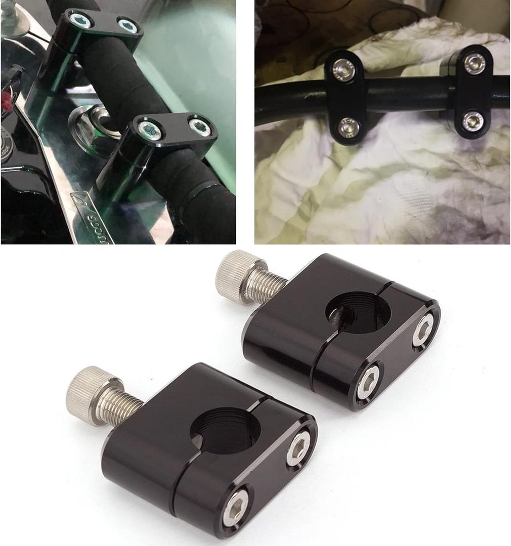7/8" 22mm Standard HandleBar Handle Fat Bar Riser Mount Clamp Adaptor Universal Motorcycle Pit Dirt Bike Racing ATV CNC (black)
