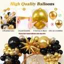 Black and Gold Balloon Garland Arch Kit for 2026 Graduation Birthday Party Retirement Bachelorette Party Prom Anniversary Decorations