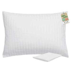 ZPECC Toddler Pillow with Pillowcase - 16x22 Organic Cotton Hypoallergenic Kids Pillow, Baby Essentials for Travel Crib Daycare Stroller (Intended for Age 2 and up) White Stripe