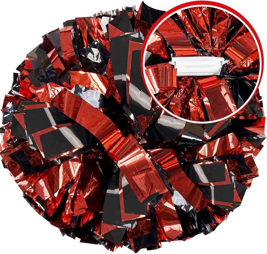 Cheerleading Poms Shiny Handle 12 PCS Double Sports Dance Party