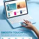 Harvopu Compatible for iPad 11th 10th Generation Case with Keyboard, Folio Cover with Pencil Holder, Multi-Touch Trackpad, 7 Color Backlit, Detachable Keyboard for iPad (A16) 11th/10th Gen (Sky Blue)