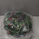 9ft Christmas Garland with Snow, Pinecones, Red Berry,50 Battery Operated Soft White LED Lights with Timer, Artificial Holiday Decoration Door Outdoor