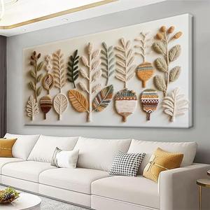 Large Boho Wall Art For Living Room Abstract Wall Artwork Modern Canvas Art Wall Decor 29" X 58" Painting White Wall Art For Bedroom Hotel Office Apartment Home Decoration （Printed Decorations）