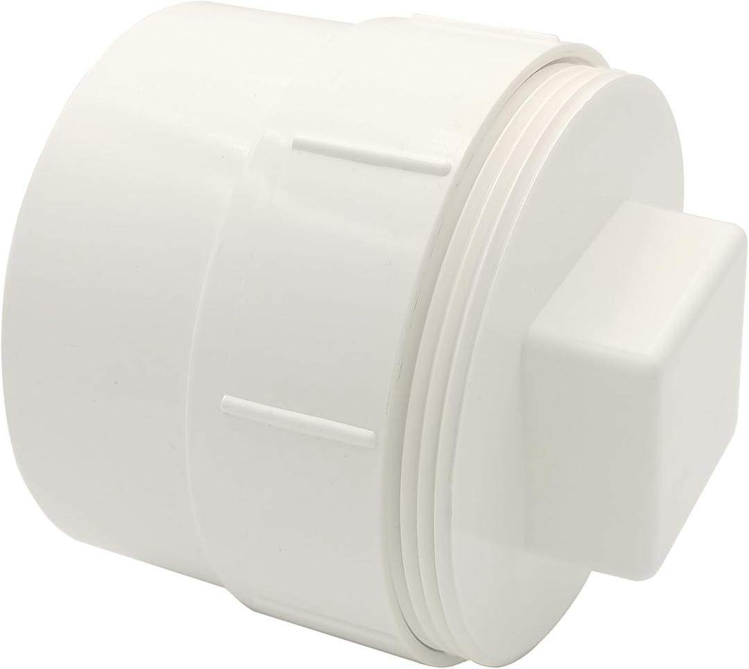 Sewer Cleanout Cap with Plug Pipe Fitting, 4 Inch PVC Cap for Garden, RV and More Drainage Piping Systems, PVC DWV Flush Sewer Cleanout Cover and Coupling Adapter
