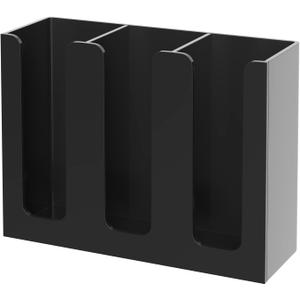 Acrylic Cup and Lid Holder, 3 Compartment, Disposable Coffee Cup Dispenser Cup Storage Organizer, Black