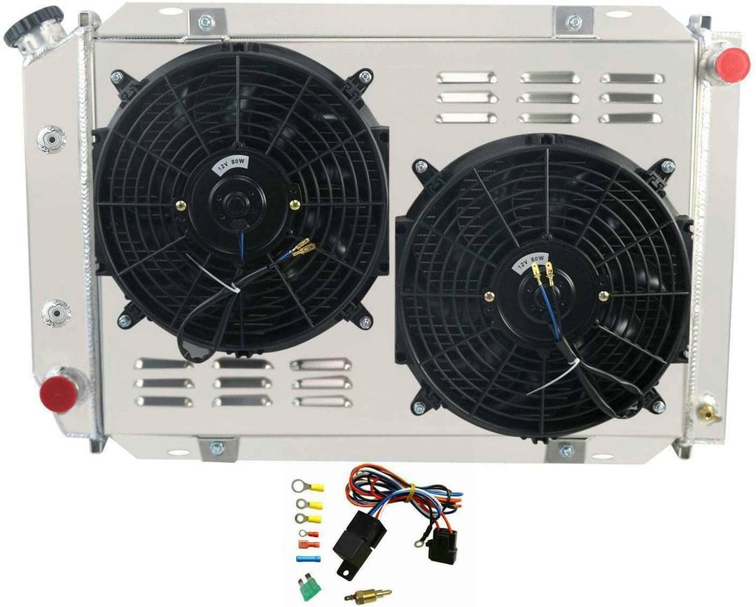 3 Row Radiator Compatible with 1980-1993 Ford Mustang GT/LX Foxbody 5.0L 2.3L Automatic/Manual Performance Cooling 3-Core 1988 1989 1987 (3-Row Radiator Fans Set)