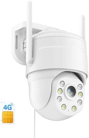 KKB 4G LTE Cellular Security Camera, Wired Cellular Cam Built-in SIM Card for Outdoor/Indoor, Unlimited Data Plan, No WiFi Security Cameras 2K Color Night Vision, 24/7 Recording, PIR Motion Detection