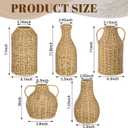 5 Set Faux Rattan Vases, Wicker Flower Vase Set for Farmhouse Decor
