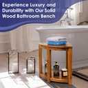 Upolana Teak Shower Stool, 18" Corner Shower Benches for Inside Shower Bathroom Wood Shower Seat with Storage Shelf Waterproof - S35796