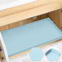 Waterproof Under Sink Mat 34" x 22", Silicone Cabinet Liner, Rubber Protector for Kitchen and Bathroom, Keeps Cabinets Clean, Dry, and Organized (Blue)