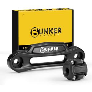 BUNKER INDUST Winch Hawse Fairlead with Winch Cable Hook Stopper, 4-7/8 Inch Bolt Pattern Aluminum Fairlead Rubber Winch Stopper Kit for 3500-4500LBS ATV/UTV Winch