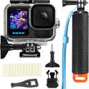 BO&DQQ 196FT/60M Waterproof Case Compatible with Go Pro Hero 13/12/11/10/9 Black,Protective Underwater Snorkeling Diving Housing with Cameras Handle Mount Accessories Kit