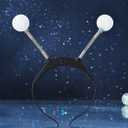 JAKAWIN Light Up Alien Antenna Headband Led Rave Costume Hair Accessories for Women (1 Silver)
