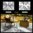 GENIMO Outdoor Rug 9' x 12' Waterproof for Patios Clearance, Reversible Outdoor Plastic Straw Camping Rug Carpet with LED String Light, Area Rugs Mats for RV, Camper, Deck, Balcony, Porch, Grey&White