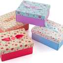 Floral Gift Boxes with Lids & Ribbons (20 Pack) 8" x 6.3" x 3.5" Decorative Printed Treat Boxes for Gift Giving, Soaps, Chocolate, Small Presents, Christmas, Birthdays, Bridesmaid, Diwali, Bulk, Empty
