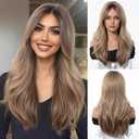 Esmee Long Straight Ash Blonde Wig for Women with Curtain Bangs Natural Synthetic Hair Wigs for Daily Party Use