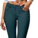 Hybrid & Company Womens Hyper Ultra Stretch Comfy Skinny Leg 3 Button Wide Waist Work Casual Pants (S)