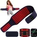 Red Light Therapy Belt for Body, Cordless Infrared Therapy Belt for Back/Abdomen, Waist Wrap with Pulse/Vibration Massage & Timer, Pain Relief, Muscle Relaxation & Circulation Boost, Gift for Parents