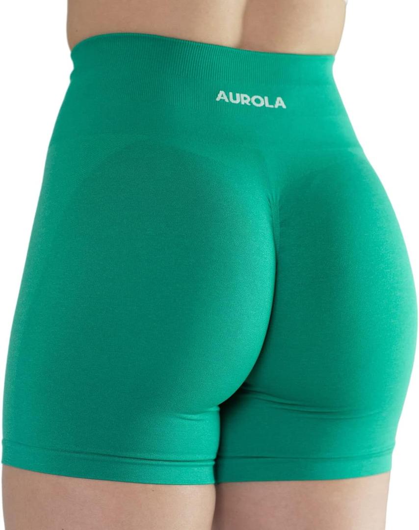 AUROLA Intensify Workout Shorts for Women Seamless Scrunch Short Gym Yoga Running Sport Active Exercise Fitness Shorts (Green, S)