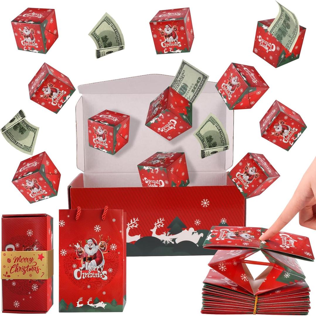 ZIYIME Surprise Gift Box Explosion for Money, Cash Explosion Gift Box, Surprise Box Gift Box for Money, Folding Bouncing Money Gift Boxes for Christmas, Red/12 Bounces Boxes