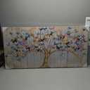 RnnJoile Butterfly Pictures Tree of Life Wall Art Rustic Butterflies Painting Picture for Farmhouse Home Living Room Bedroom Wall Decor Framed 24 x 48 Inch