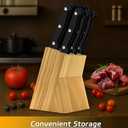 Steak Knives, 7 Pieces Steak Knife Set with Block, High Carbon Stainless Steel, Serrated Silverware Set, Black