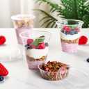 Lilymicky 50 Sets 12 oz Clear Plastic Parfait Cups with Insert & Flat lids, Disposable Yogurt Fruit Cups for Kids, for Dips and Veggies, Breakfast and Snacks