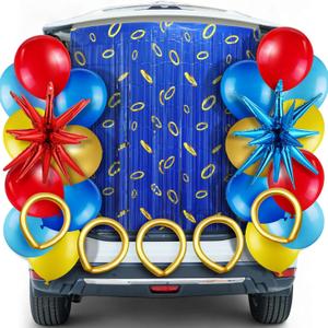 Leitee 117 Pcs Halloween Balloon Arch Kit Red Blue Yellow Balloons Garland Kit Tinsel Foil Fringe Curtains for Trunk or Treat Decor Video Games Party Supplies Baby Shower Birthday Decorations
