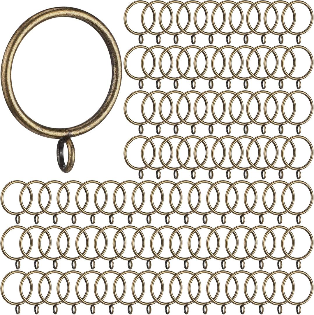 Maitys 100 Pcs Metal Curtain Rings with Eyelet 1.5-inch Inner Diameter Eyelet Curtain Rings for Drapery Clips Hooks for Sliding Window Bathroom Door Shower Rod (Bronze)