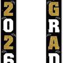 Graduation Decorations 2026 Banner Porch Sign Black Gold for Class of 2026 Graduates Party Supplies
