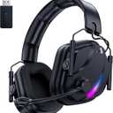 HW12 Wireless Gaming Headset for PS5, PS4, PC, Switch, Mac, 2.4GHz Bluetooth Gaming Headphones with Noise Canceling Mic, Stereo Sound, 50H Battery(Black)