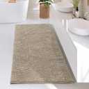 Hearth & Harbor Bathroom Rugs, Chenille Bath Mat - Machine Washable Bath Mats for Bathroom Non-Slip Backing Rubber, Quick Dry Bathroom Mat (Beige), 26 x 44 Inches