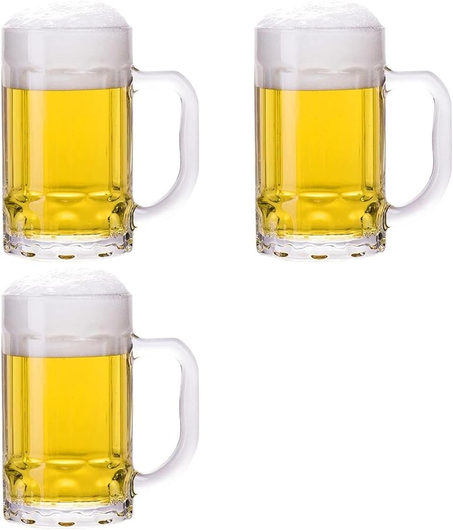 TUSAPAM 3 Pack Heavy Beer Mugs, Large Beer Glasses with Handle, 14 Ounce Glass Steins, Classic Beer Mug glasses Set