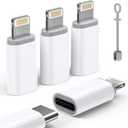 MFi Certified USB C to Lightning Adapter 4-Pack, 27W Fast Charging & Data Sync, Lightning to USB Type C Cable Adapter Compatible with iPhone 14/13/12/Pro/Max, iPad, AirPods, with Anti-Loss Lanyard (White)