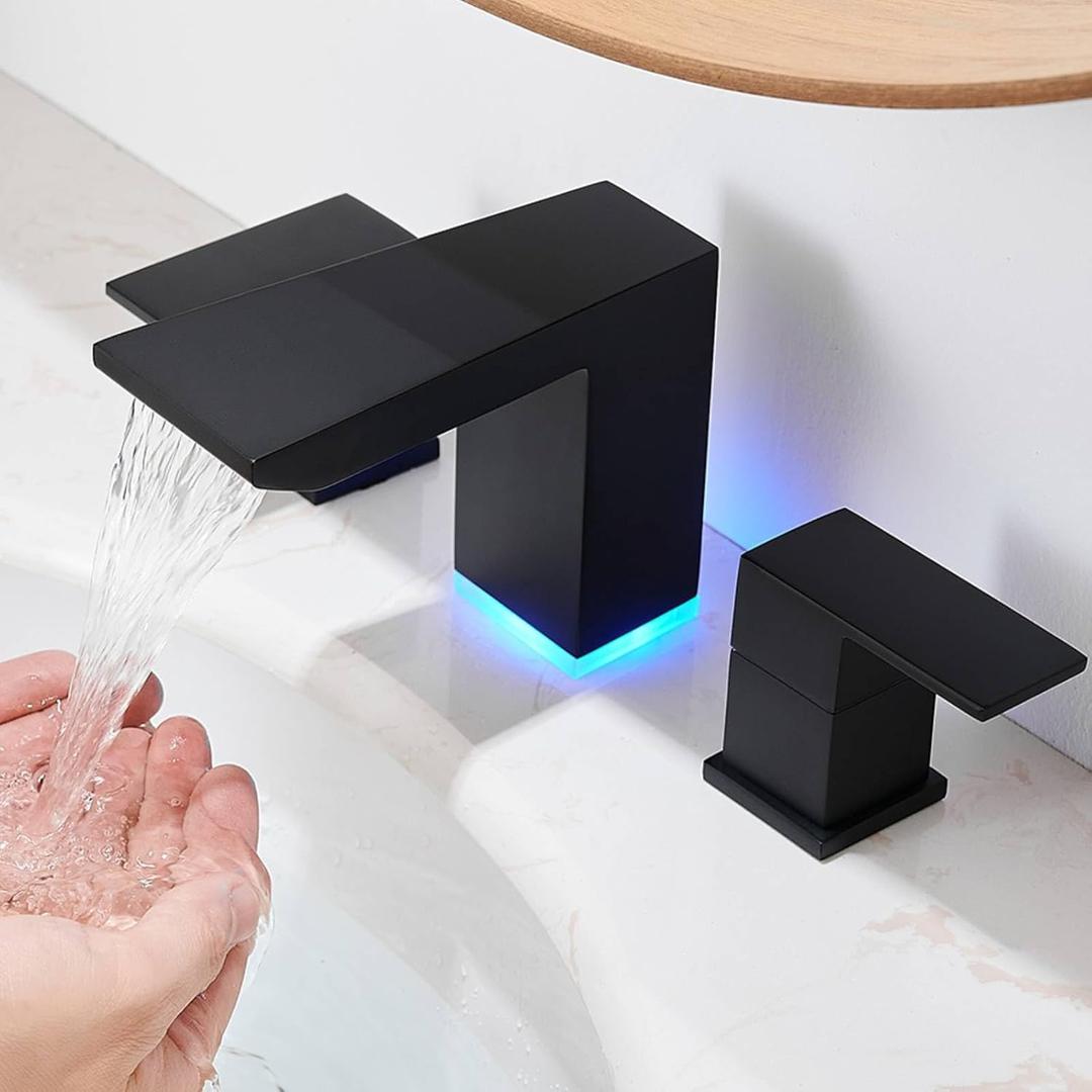 BESy Led 3 Hole Bathroom Sink Faucet,