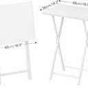 HOOBRO Folding TV Tray Tables, Set of 2 Side Table for Small Space, Industrial Snack Tables for Eating at Couch, Stable Metal Frame, Easy Assembly, Space Saving, White WW25BZ01N1, 18.9"l X 14.2"w X 26.2"h