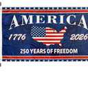Tuhangcc USA 250th Anniversary Flag Printing with unique pattern design 3 x 5 ft United States Semiquincentennial Independence Day for Indoor Outdoor Decoration