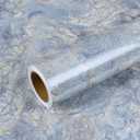 VEELIKE Cream Blue Marble Contact Paper for Countertops Waterproof Peel and Stick Countertop Contact Paper 32''x354'' Self Adhesive Marble Wallpaper Vinyl Countertop Wrap for Kitchen Bathroom Renters