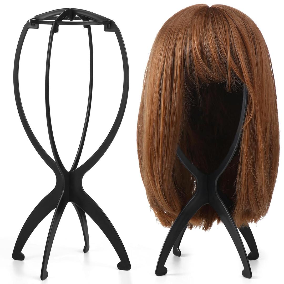 ProSuites 2 Pack Wig Head Stand, Travel Wig Holder Hat Wig Display for Styling for Women Multiple Wigs, Hair Length Under 40cm/15.74in
