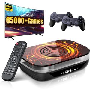 Kinhank Super Console X4 Plus Video Game Console Pre-Built-in 60000+Games, Retro Game Console muELEC 4.6/Android 11.0/CoreELEC 3 Systems in 1,8K UHD Display,Dual WiFi BT 4.0, USB 3.0