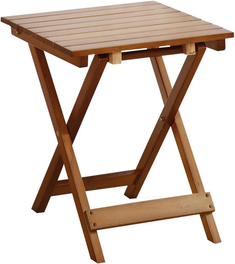 Outdoor Small Table Square Folding Wooden Patio Side Table Furniture Table for Adirondack Chair, Balcony, Porch, No Assembly Required, Brown