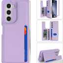 iCoverCase Compatible with Samsung Galaxy Z Fold 5 Wallet Phone Case with Card Holder for Women Men, Magnetic Clasp RFID Blocking PU Leather Protective Case for Z Fold 5 (Light Purple)