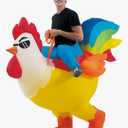 Inflatable Adult Halloween Costumes Blow up Chicken Ride on Rooster Costume for Halloween Funny Riding Costume Men Women Cosplay Party