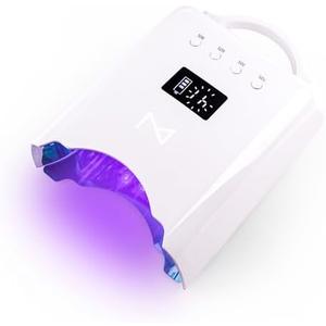 M - NEO Cordless & Rechargeable Nail Curing Lamp 78W with 4 LCD Time Display Timer, Auto Sensor, and Spacious Interior for All Hand Sizes and Nail Lengths (White)
