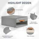 DIMJ Closet Organizers and Storage - Fabric Bins with Drawers for Closet Foldable Clothes Organizers with Clear Window, Stackable Storage Drawers Units for Bedroom, Living Room, 4-Pack, Grey