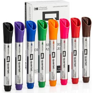 Quartet Dry Erase Markers, Glass Whiteboard Markers, Bullet Tip, White Board Dry Erase Pens, Assorted Colors, 8 Pack (Q120000GBA)